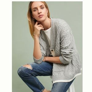 Anthropologie Swing Cable Cardigan, Gray, Medium, NWOT